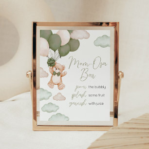 Green Bear Balloon Bearly Wait Mum Osa Bar Poster