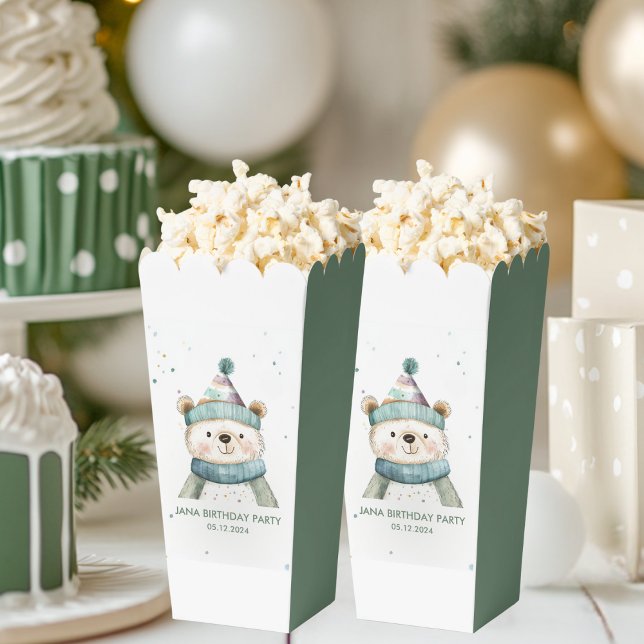 Green Bear Birthday | Winter Wonderland Party  Favour Box (Creator Uploaded)