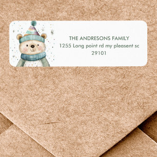 Green Bear Birthday   Winter Wonderland Party  Return Address Label