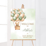 Green Bear Hot Air Balloon Baby Shower Welcome Poster<br><div class="desc">Make your event special with this We Can Bearly Wait Baby Shower with our cute and lovely printable Welcome Sign featuring adorable Bear Hot Air Balloon Baby Shower theme. Download,  personalise,  and create lasting memories with this perfect touch for your joyous celebration!

BS704</div>