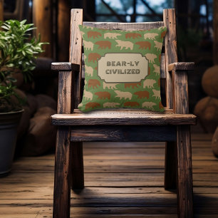 Green Bear Pattern Cabin Life Cushion