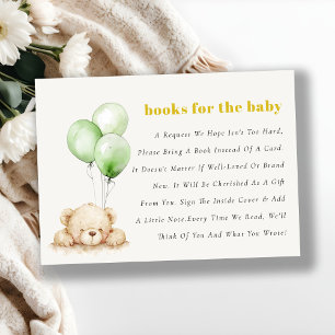 Green Bearly Wait Balloon Books For Baby Shower Enclosure Card