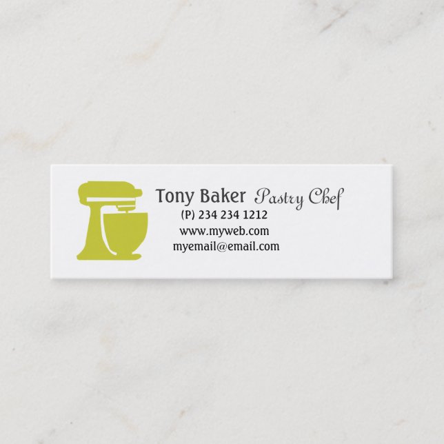 Green Beater Bakery Pastry Chef Mini Business Card (Front)