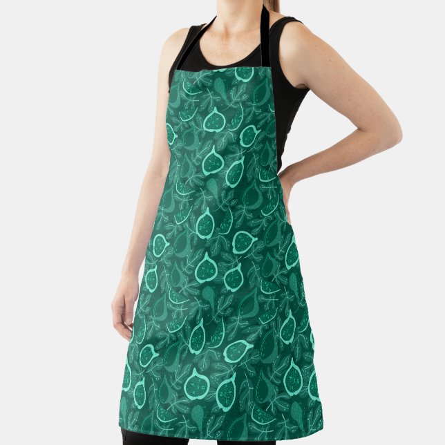 Green beautiful fig fruit pattern apron (Insitu)