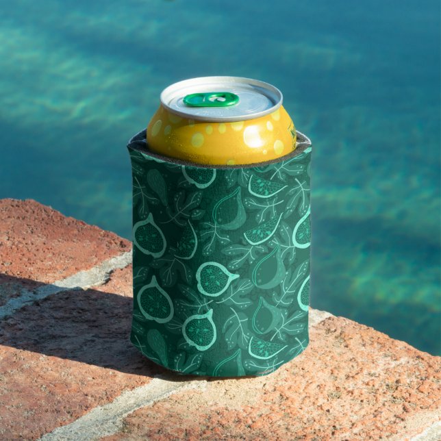 Green beautiful fig fruit pattern can cooler (In Situ Pool)