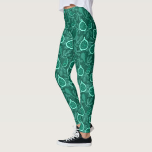 Green beautiful fig fruit pattern leggings