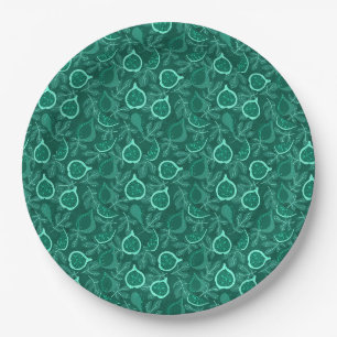 Green beautiful fig fruit pattern paper plate