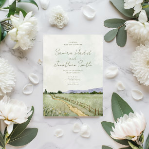 Green Beautiful Landscape Wedding Invitation