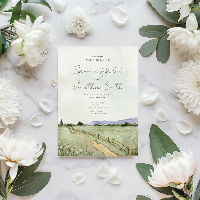 Green Beautiful Landscape Wedding  Invitation (Creator Uploaded)