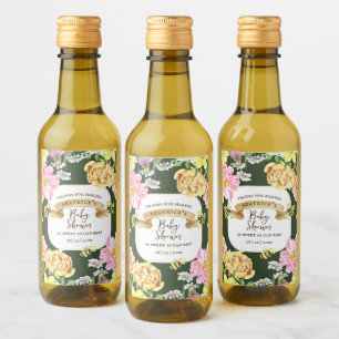 Green Bee and Wildflower Baby Shower Favours Wine Label