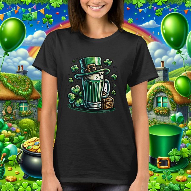 Green Beer and Leprechaun Hat T-Shirt (Creator Uploaded)