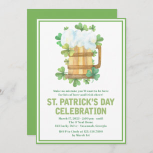 Green Beer and Shamrocks St. Patrick's Day Invite