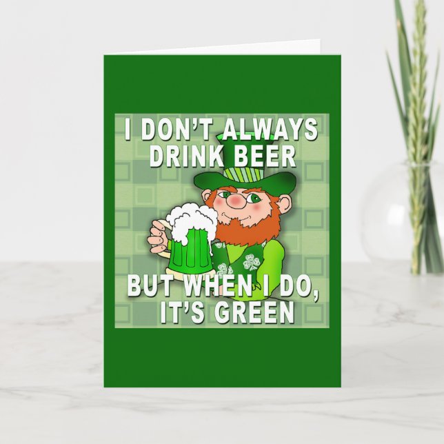 Green Beer for St Patricks Day Meme Humour Card (Front)
