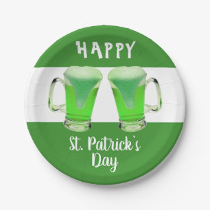 Green Beer Glass Happy St. Patrick`s day Plates