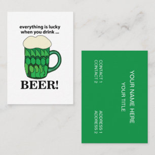 Green Beer Lucky St Patricks Day Green Beer Business Card