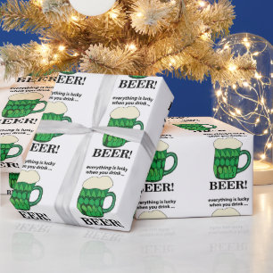 Green Beer Lucky St Patricks Day Green Beer Wrapping Paper
