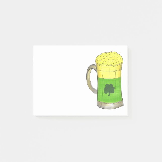 Green Beer Mug St. Patrick's Day Shamrock Clover Post-it Notes (Front)