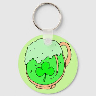 Green Beer & Shamrock Key Chain