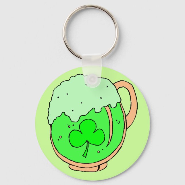 Green Beer & Shamrock Key Chain (Front)