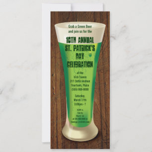 Green Beer St Patricks Day Party Invitation