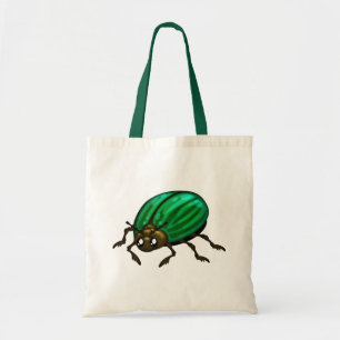 Green Beetle Bug Canvas Tote Bag