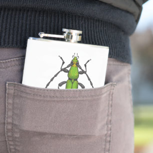 Green beetle hip flask