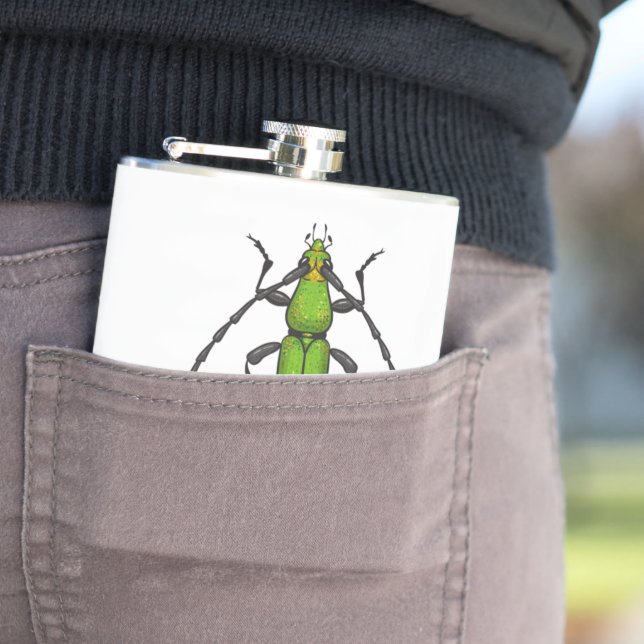 Green beetle hip flask (In Situ)
