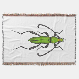 Green beetle throw blanket