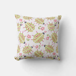 Green Beetles Pattern Insect Lover Goblincore Cushion