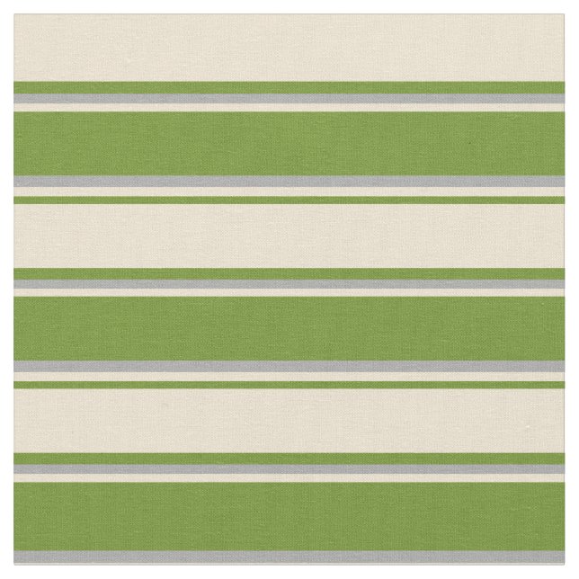 Green, Beige, and Dark Grey Striped/Lined Pattern Fabric (Close Up)