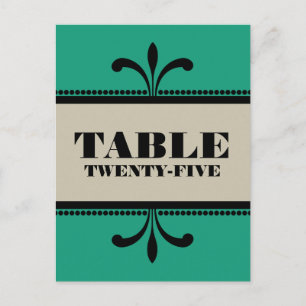 Green/Beige Fancy Art Deco Table Number Postcard