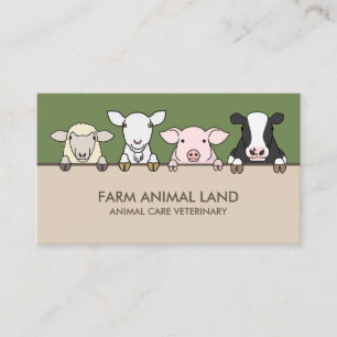 Green Beige Farm Animal Vet Cow Sheep Goat Pig Business Card