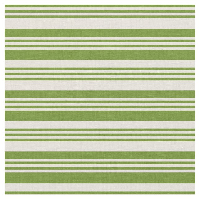 Green & Beige Lines/Stripes Pattern Fabric (Close Up)