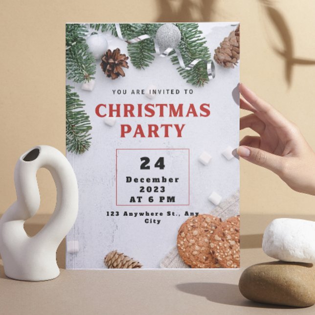 Green Beige Red Christmas Party Invitation (Creator Uploaded)