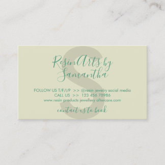 Green Beige Resin Products Care Instructions Business Card