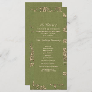 Green Beige Vintage Pattern Wedding Programs