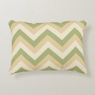 Green Beige Wedding Colours Modern Chevron Pattern Decorative Cushion