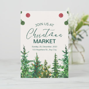 Green Beige Winter Christmas Market Invitation