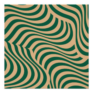 Green Beige Zebra Stripe Minimalist Spring Summer Poster