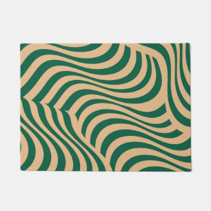 Green Beige Zebra Stripe Modern Minimalist Doormat