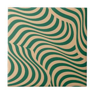 Green Beige Zebra Stripe Modern Minimalist Spring Ceramic Tile