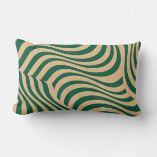 Green Beige Zebra Stripe Modern Minimalist Spring Lumbar Cushion