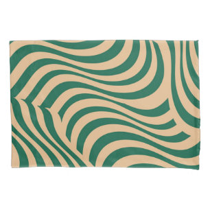 Green Beige Zebra Stripe Modern Spring Summer  Pillowcase