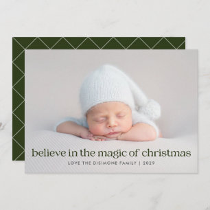 Green Believe in the Magic of Christmas Photo Holiday Card