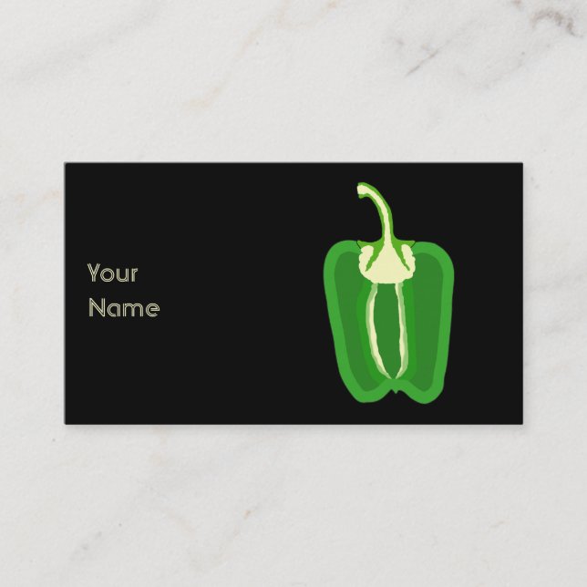 Green Bell Pepper. Halved. Business Card (Front)