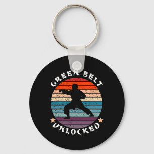 Green Belt Level Unlocked Achievement Karate Keep  Key Ring