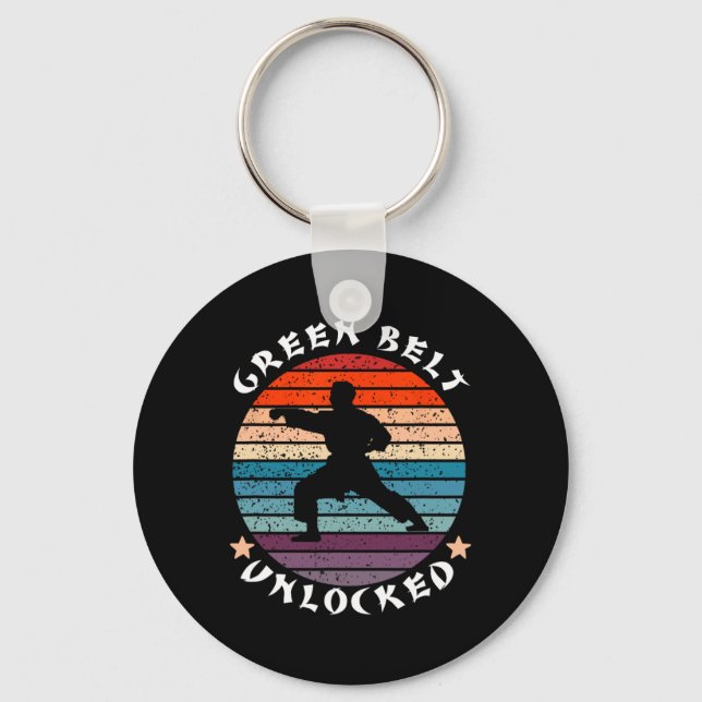 Green Belt Level Unlocked Achievement Karate Keep  Key Ring (Front)