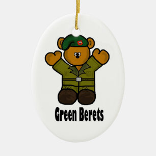 Green Beret Teddy Bear Christmas Ornament