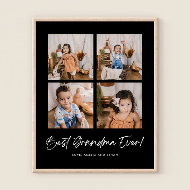 Green Best Grandma Ever Four Photo  Poster (Creator Uploaded)