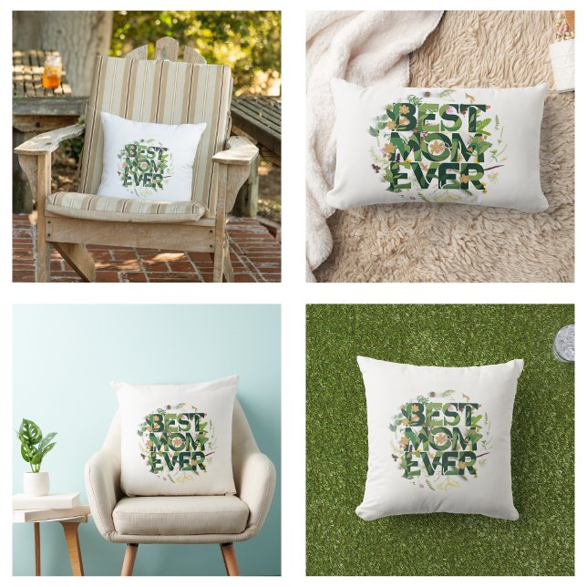 Green Best Mum Ever Mother's Day Gifts Lumbar Cushion (Green Best Mom Ever Mother's Day Gifts Pillow)